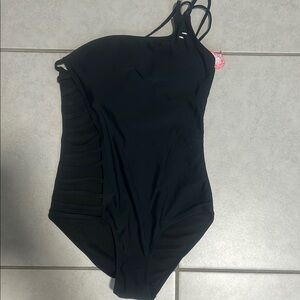 Black One-Shoulder Women's Swimsuit